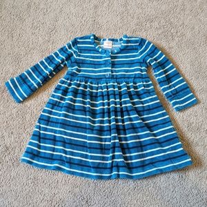 Hanna Andersson teal striped velour dress, 2T (85cm)